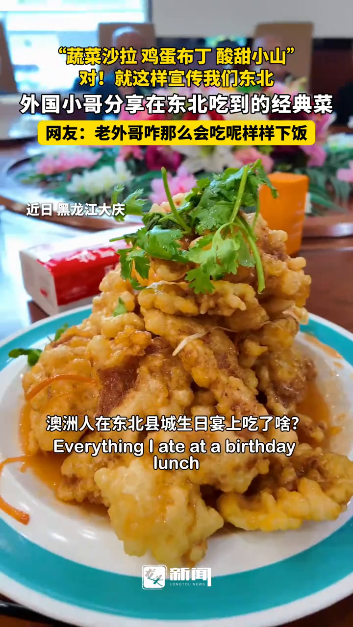 “蔬菜沙拉鸡蛋布丁酸甜小山” 外国小哥分享在东北吃到的经典菜