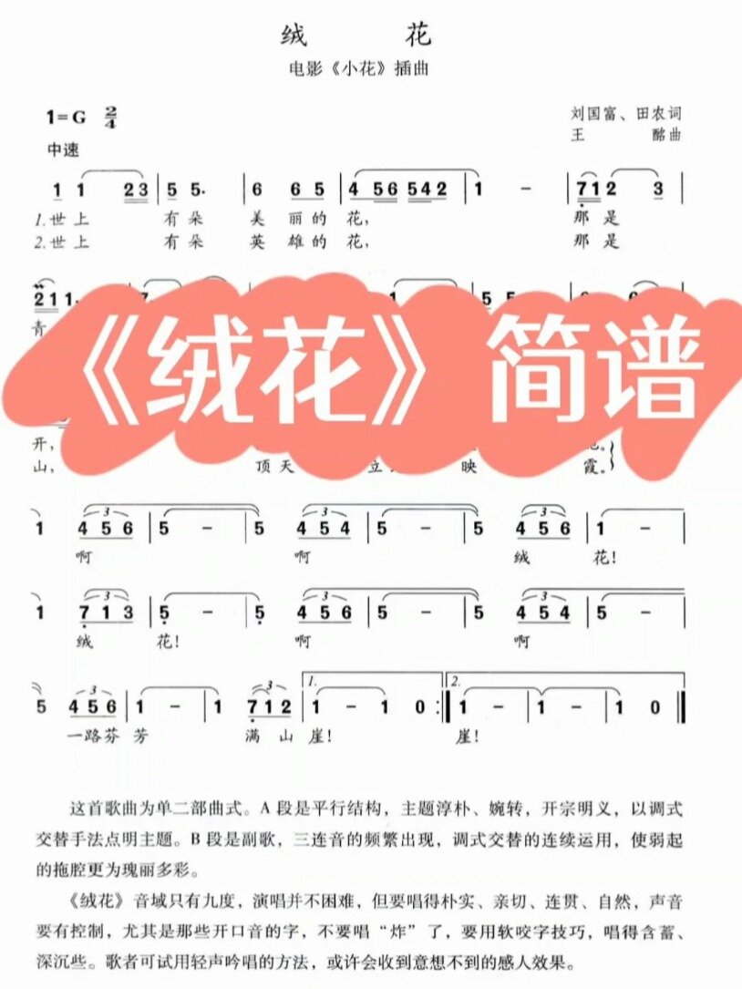 绒花简谱