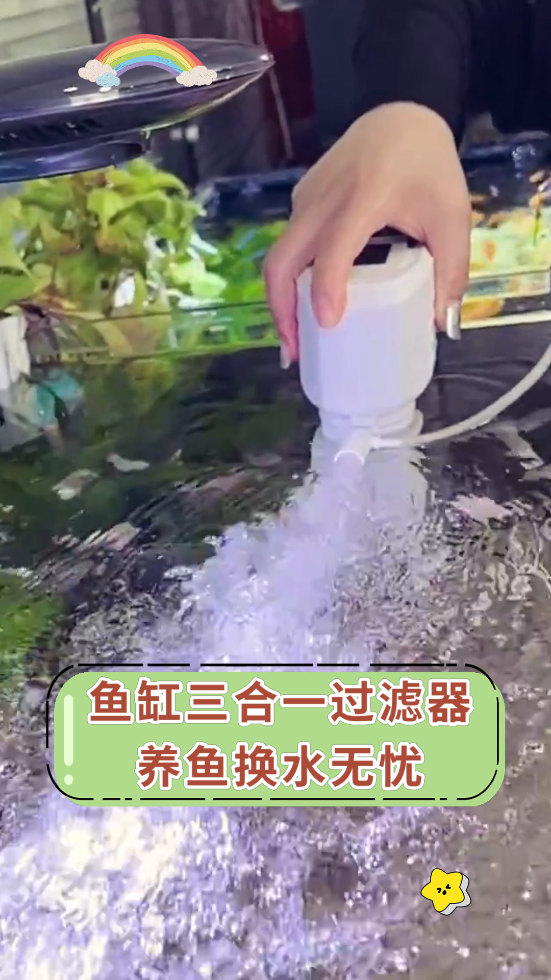 鱼缸三合一过滤器养鱼换水无忧