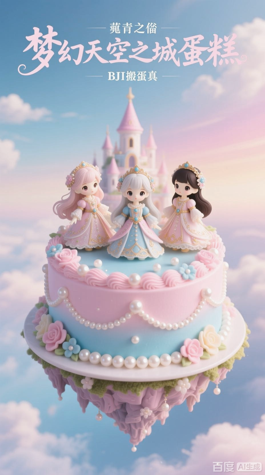 天空之城蛋糕，梦幻BJD CG风