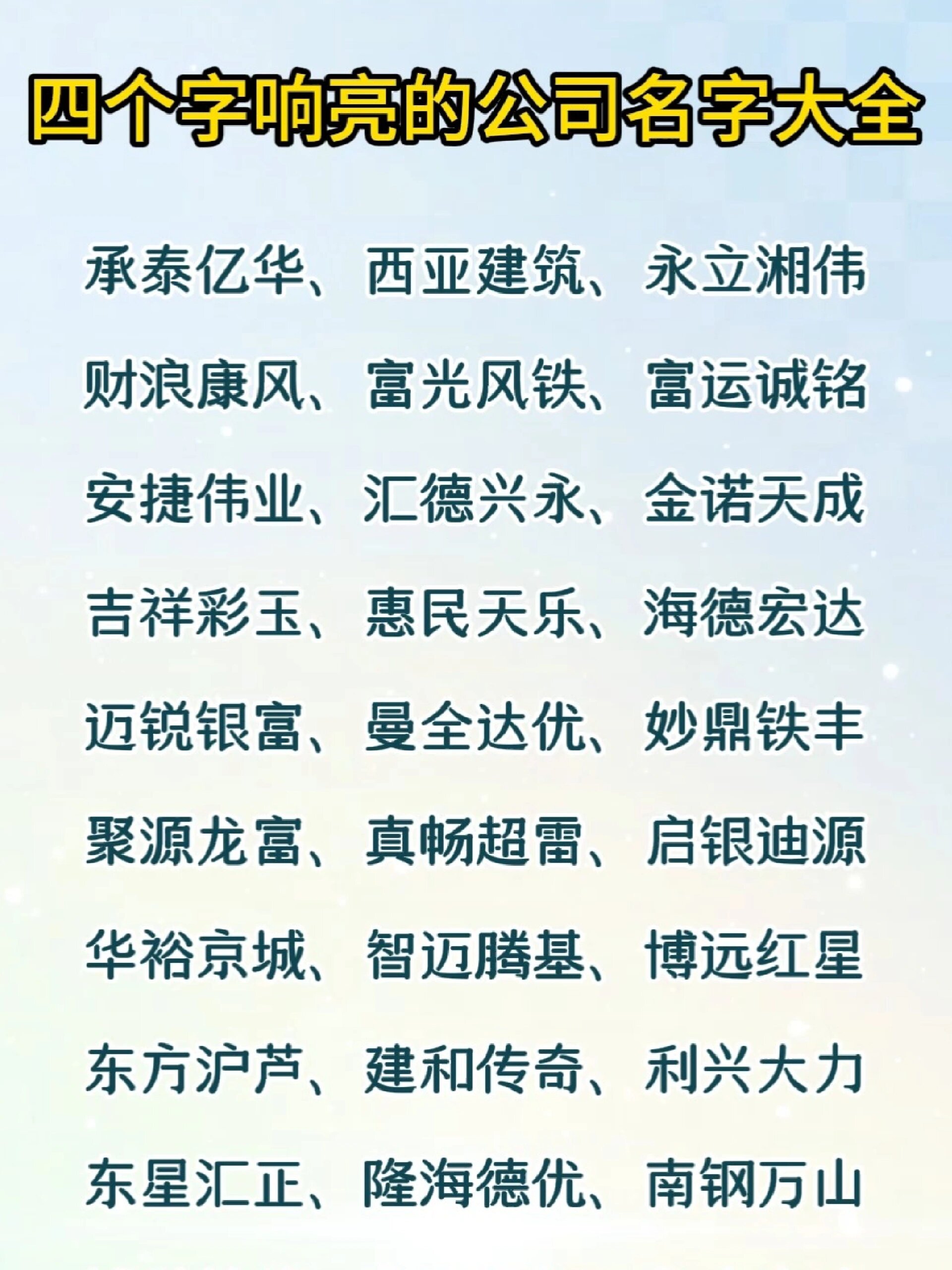 四个字响亮的公司名字大全