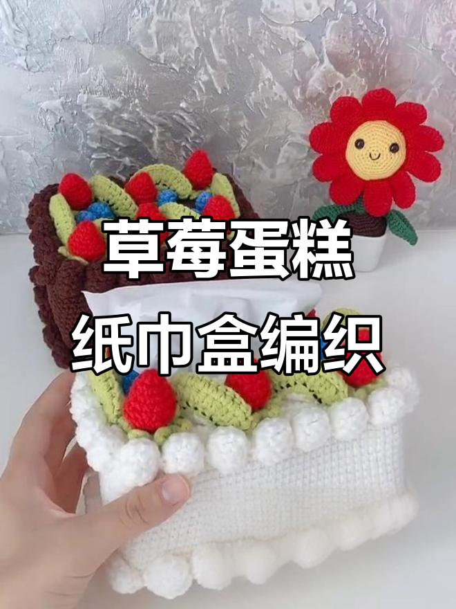 草莓蛋糕纸巾盒编织教程，简单步骤教你做立体手工艺品