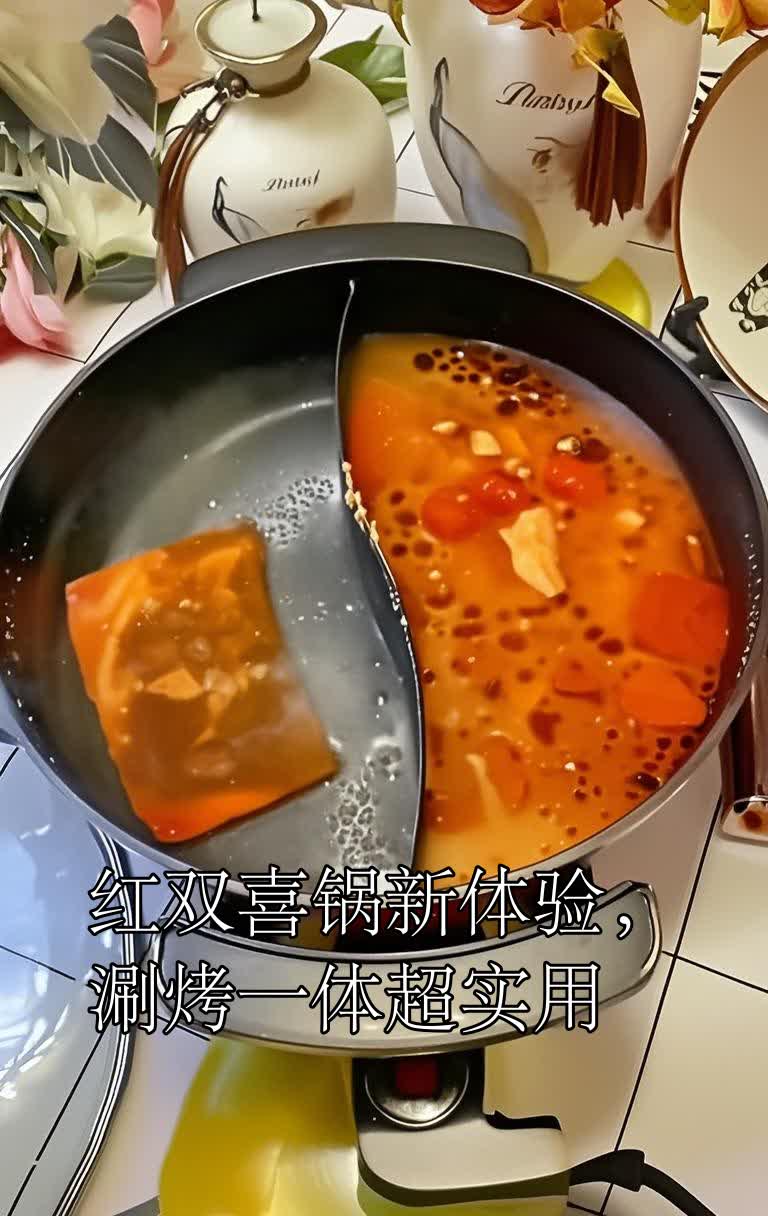 红双喜锅新体验,涮烤一体超实用