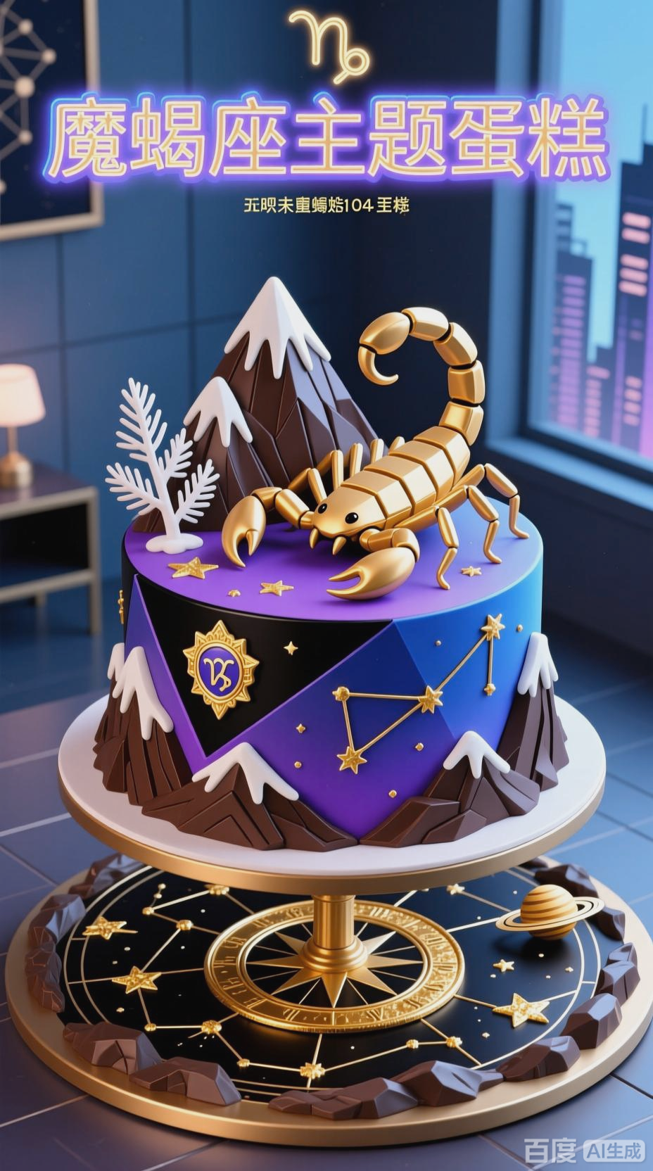 魔蝎座主题蛋糕创意展示