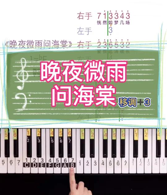 《晚夜微雨问海棠》钢琴简谱