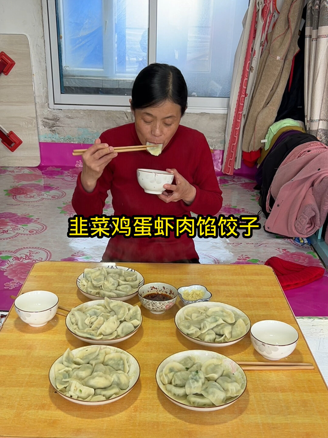 韭菜鸡蛋虾肉饺子