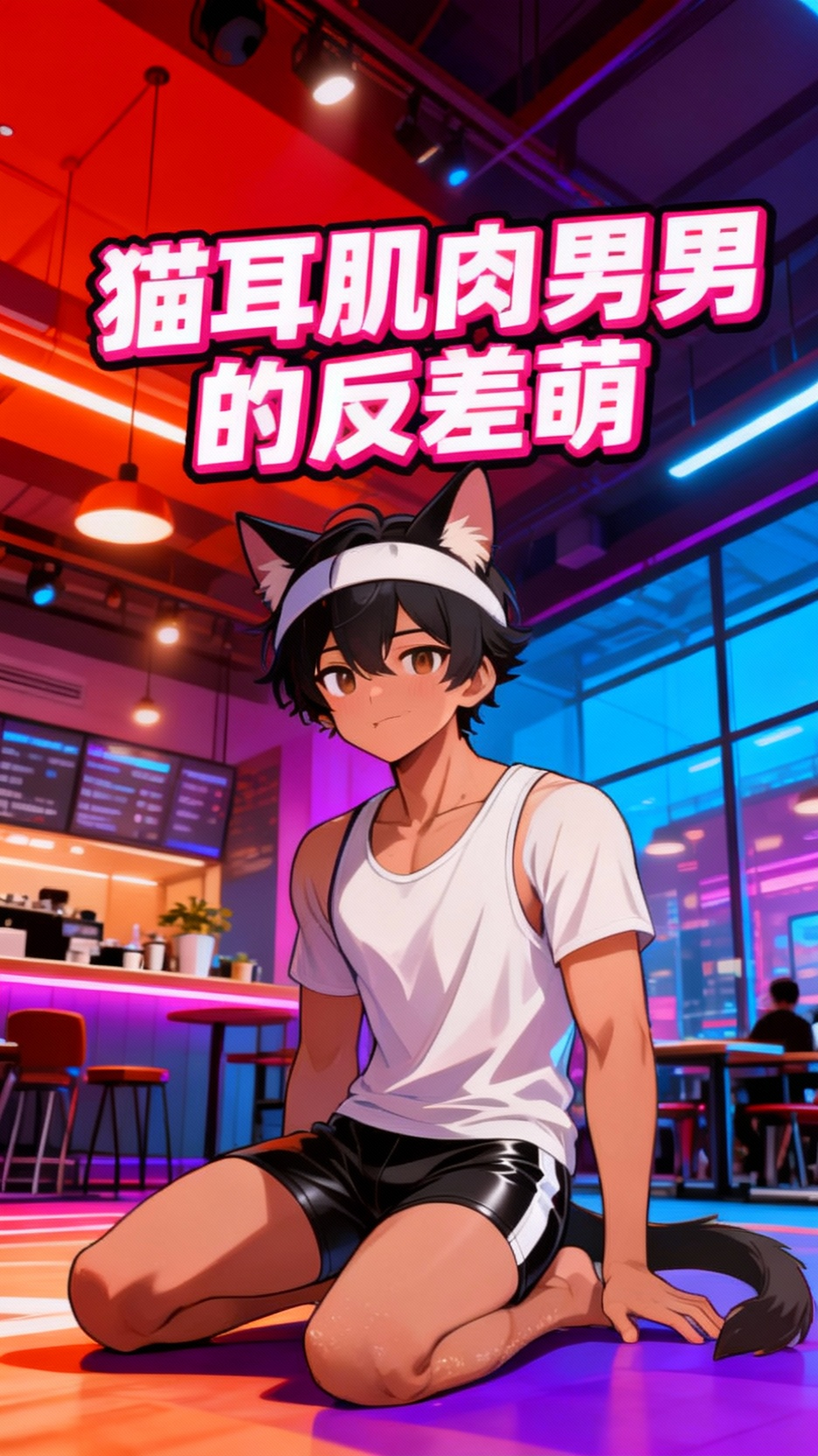 猫耳肌肉男的活泼瞬间