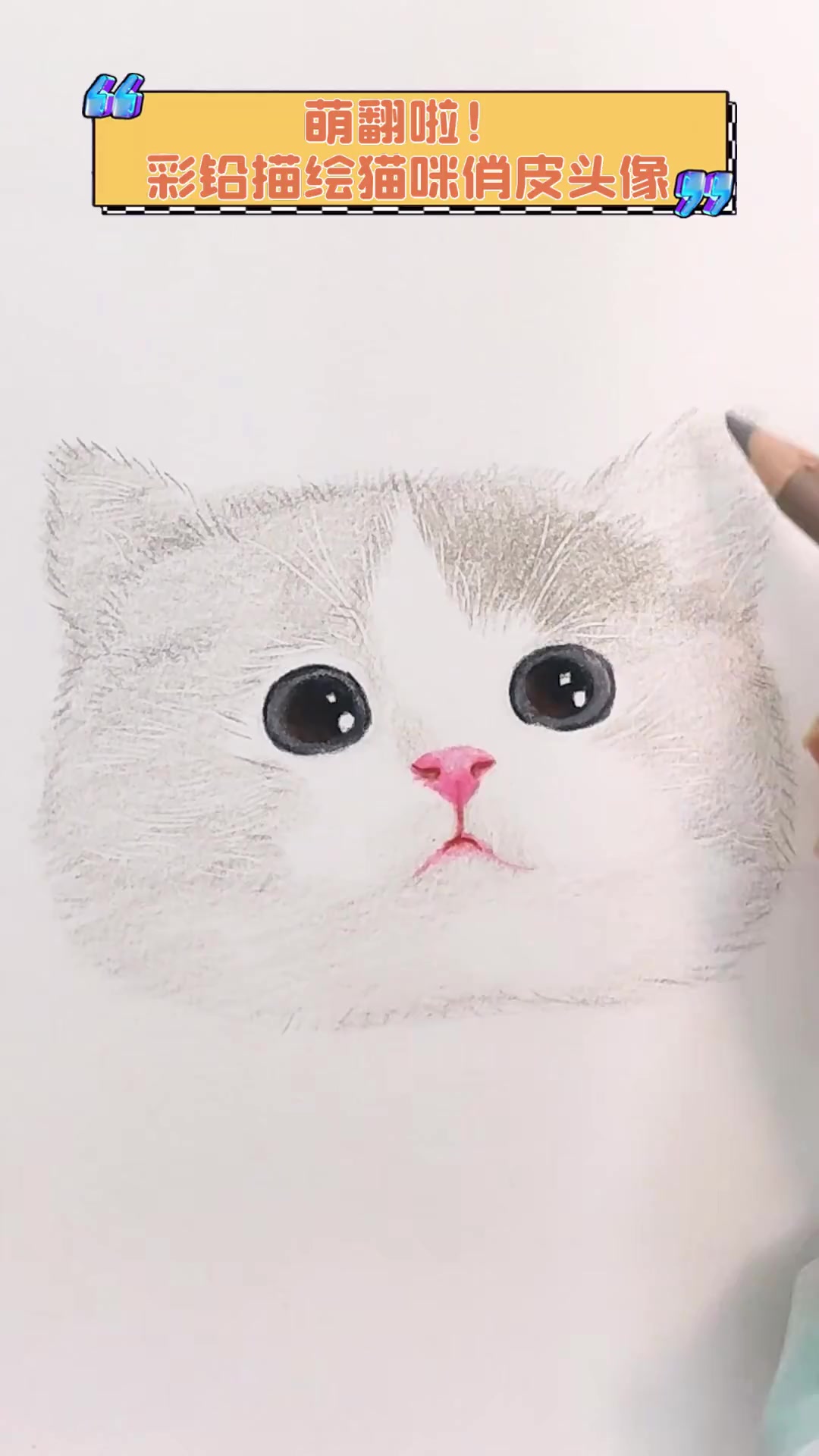 萌翻啦!彩铅描绘猫咪俏皮头像