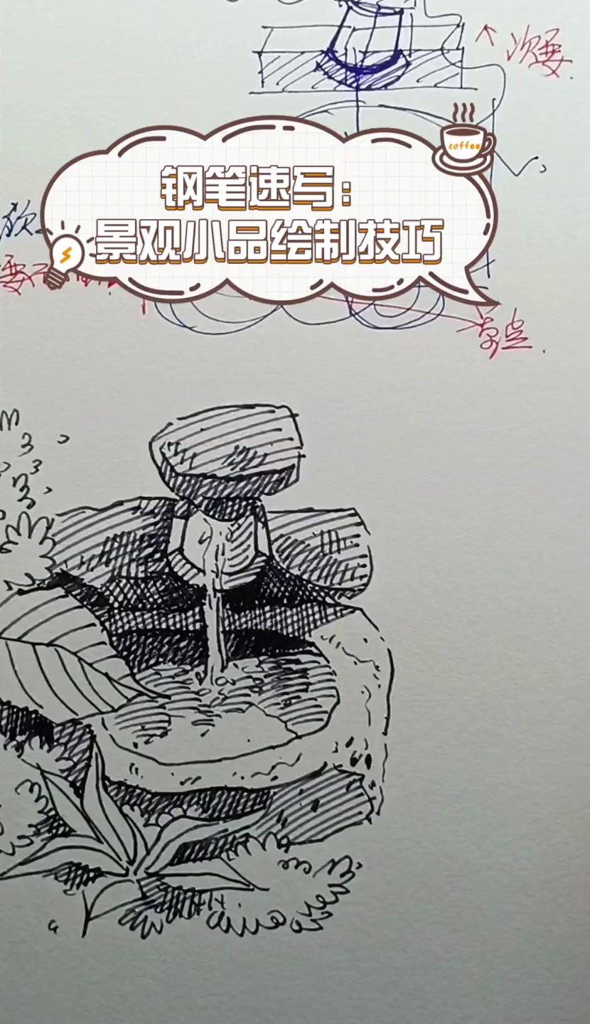 钢笔速写:景观小品绘制技巧