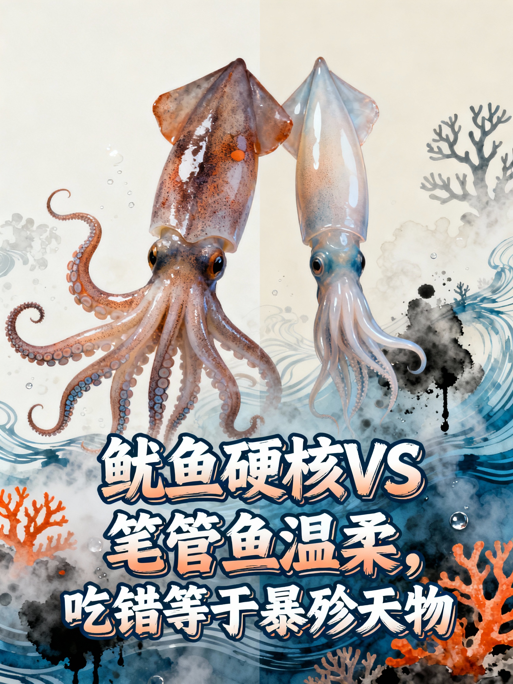 鱿鱼硬核VS笔管鱼温柔,吃错等于暴殄天物