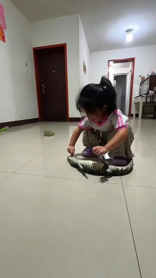上学了!也不忘给它们来个按摩 人类幼崽的可爱瞬间萌娃搞笑日常牛蛙鳄鱼内容过于真实