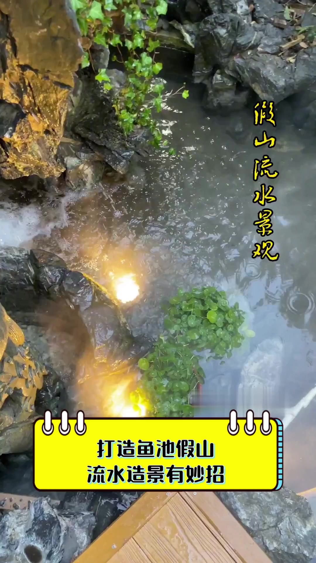 打造鱼池假山,流水造景有妙招