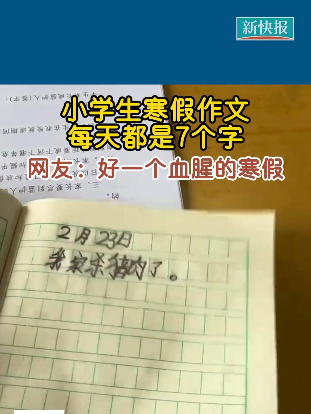 小学生寒假作文每天都是7个字