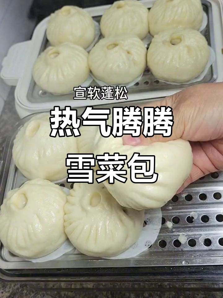 蒸一锅雪菜包子，皮薄馅多又松软，热腾腾的香气扑鼻而来