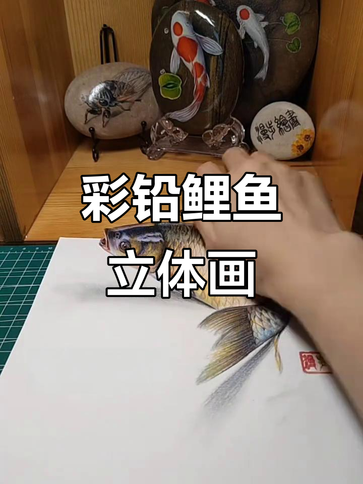 彩铅画鲤鱼,立体感十足!