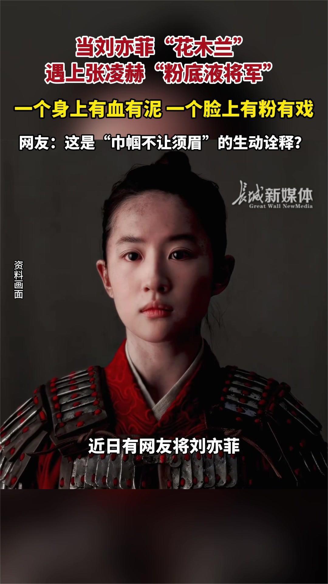 #当刘亦菲“花木兰”遇上张凌赫“粉底液将军”，一个身上有血有泥 一个脸上有粉有戏，网友：这