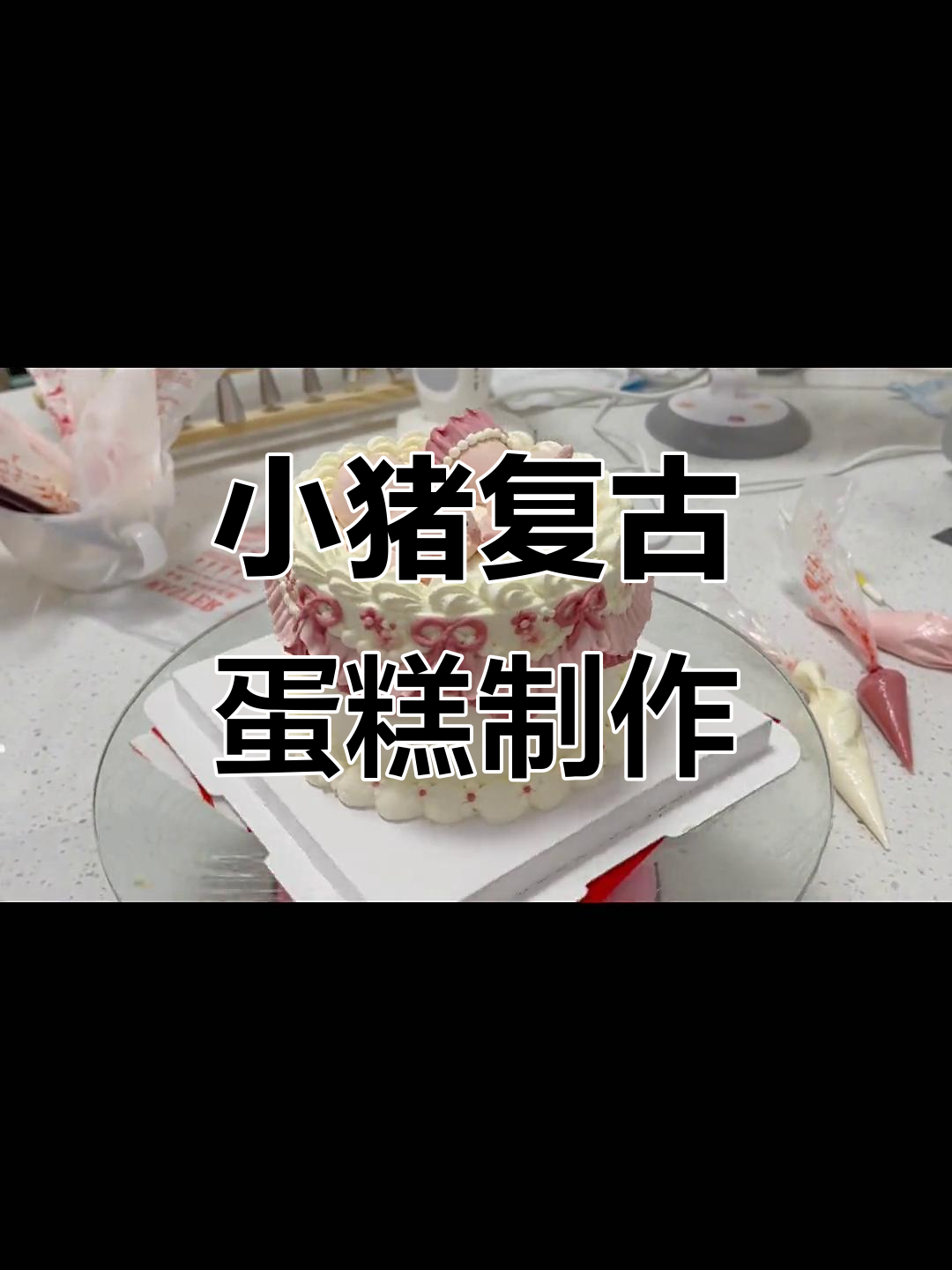 复古猪猪蛋糕,手绘小动物萌态十足