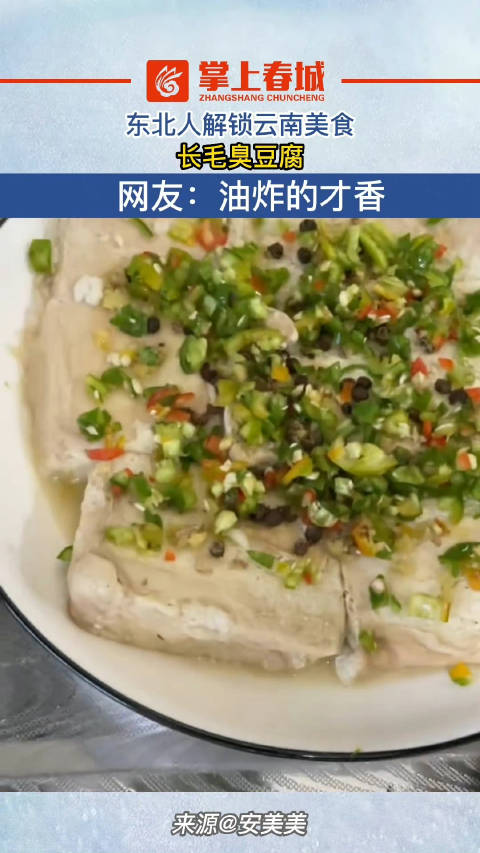 「东北人解锁云南长毛臭豆腐」9月12日,云南红河。东北人解锁云南美食——长毛臭豆腐,好吃是