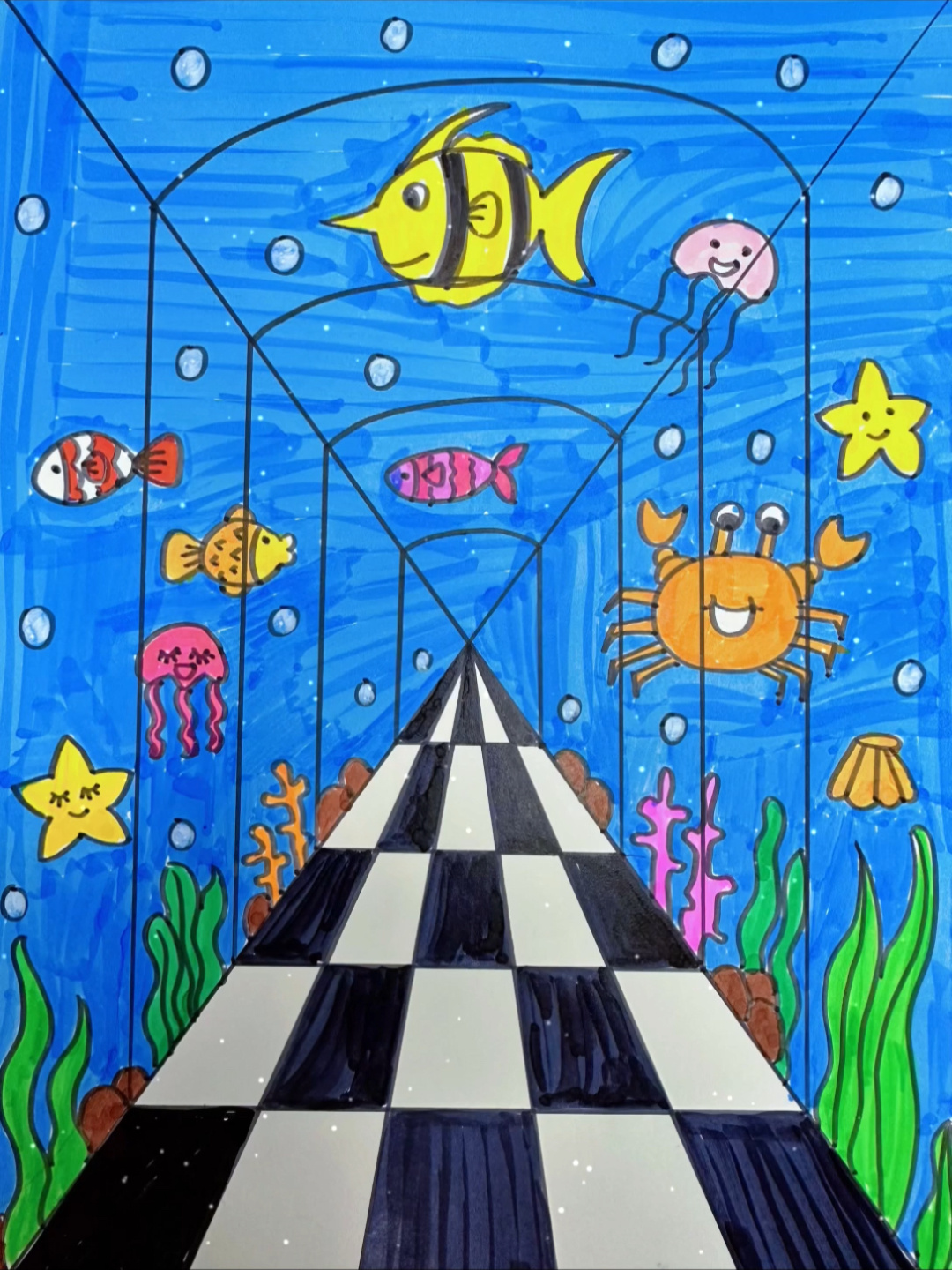 海底世界简笔画创意画