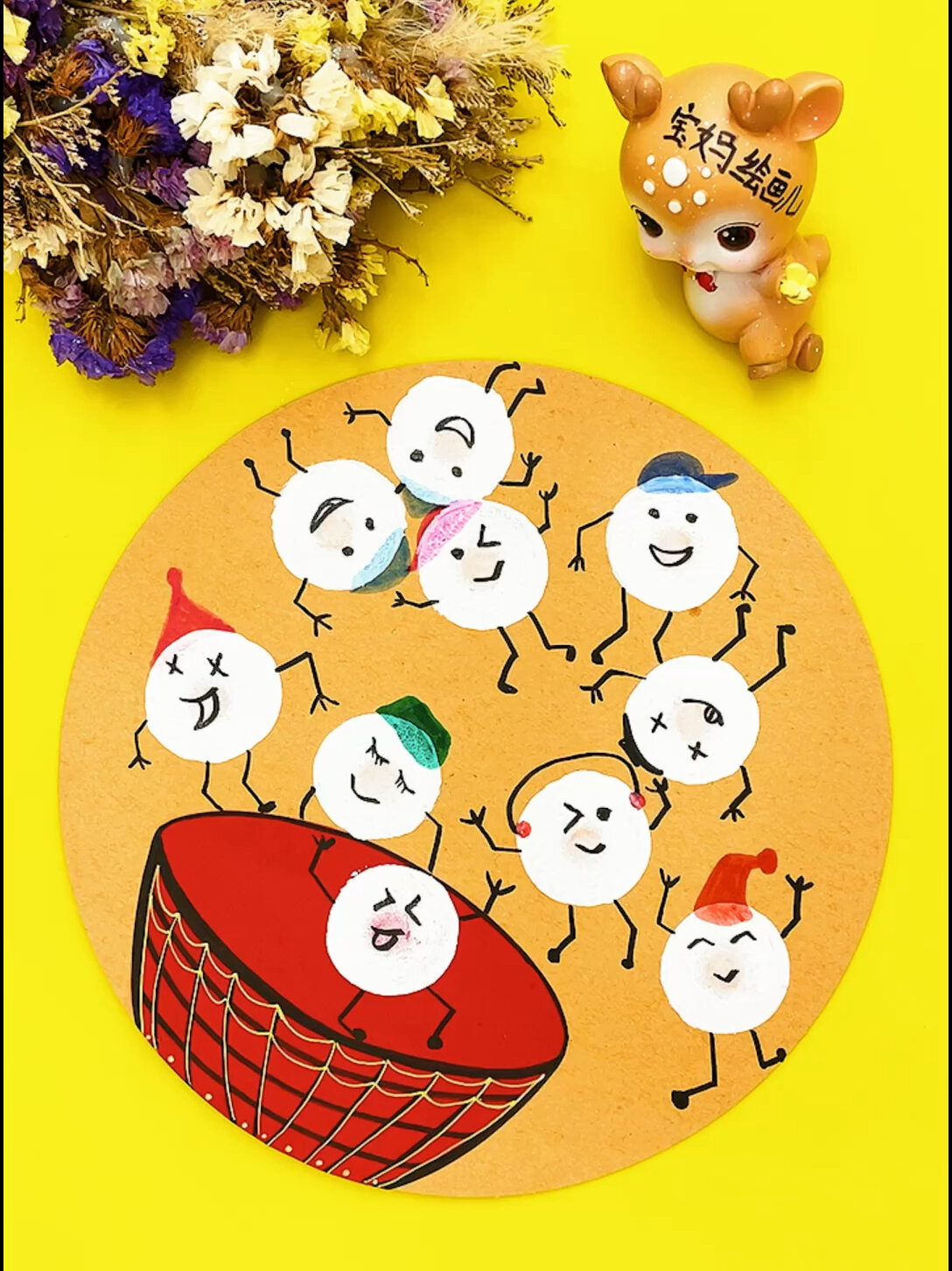 冬至画:调皮可爱的小汤圆,快到碗里来!