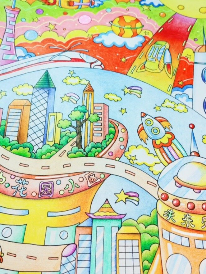 未来城市科幻手绘‖彩铅手绘‖禁止参赛