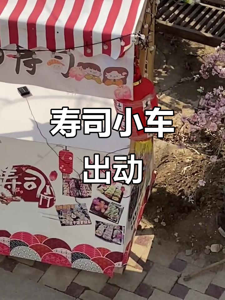 天气晴朗,准备摆摊卖寿司,小车超可爱!