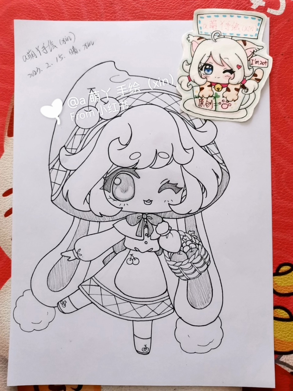 可爱小红帽儿童简笔画治愈系手绘画画的日常