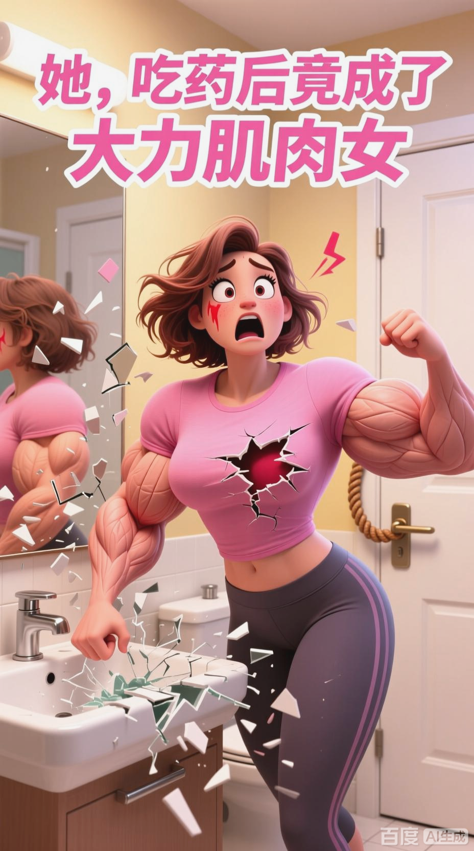 性感美女变身大力肌肉女