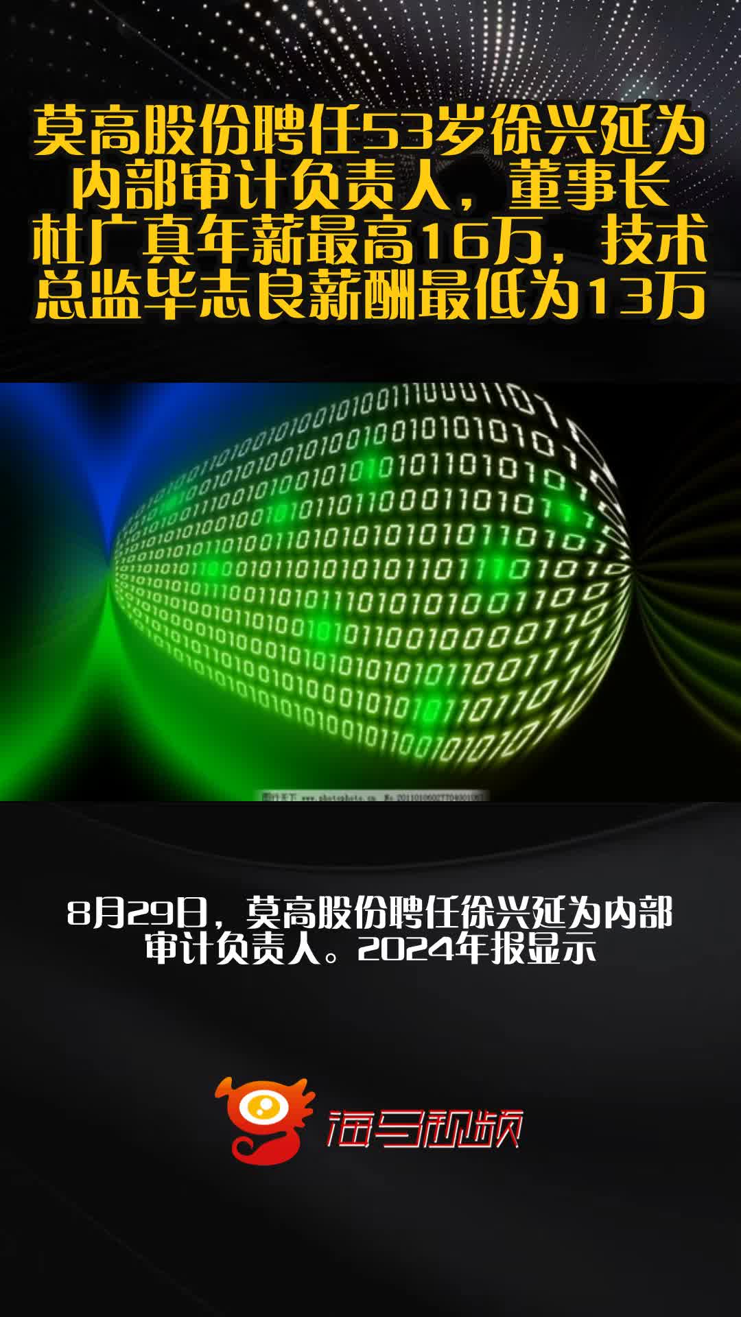 莫高股份聘任53岁徐兴延为内部审计负责人，董事长杜广真年薪最高16万，技术总监毕志良薪酬最