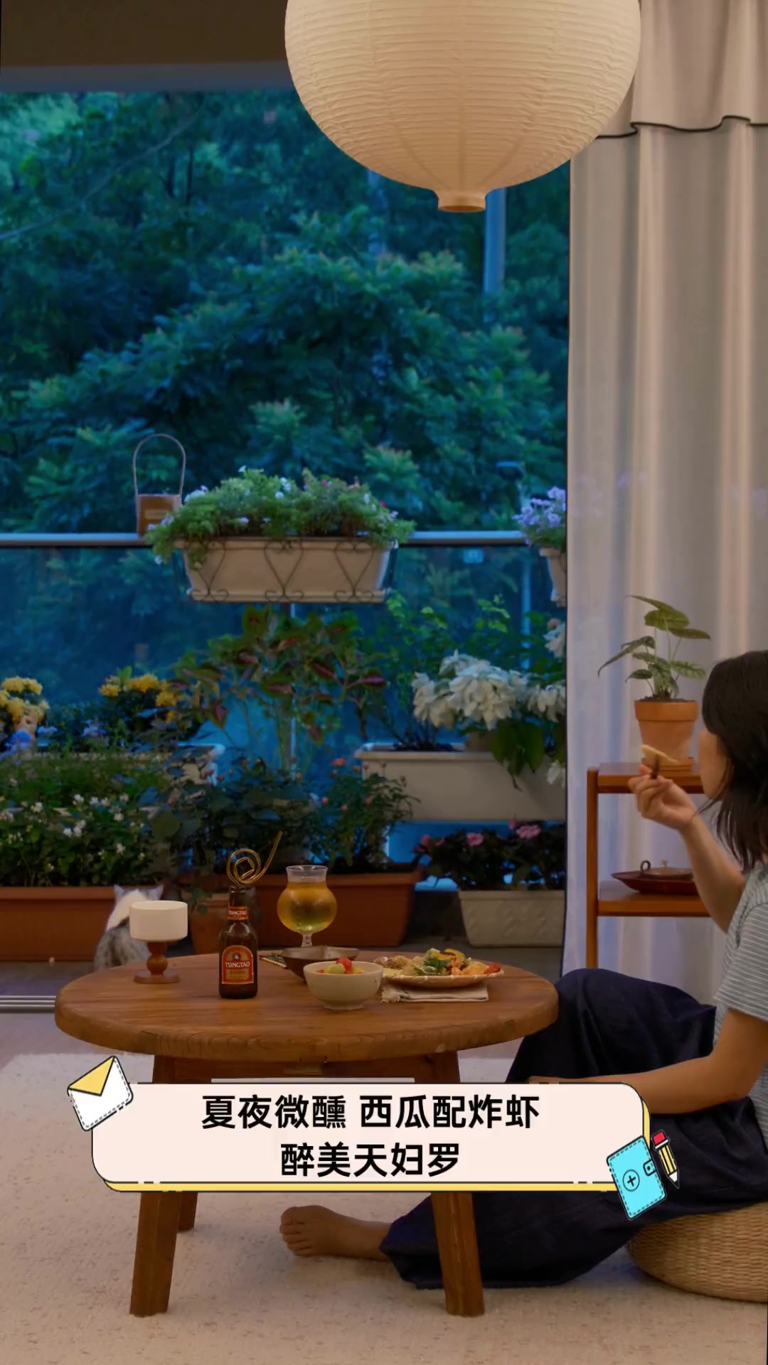 夏夜微醺,西瓜配炸虾,醉美天妇罗