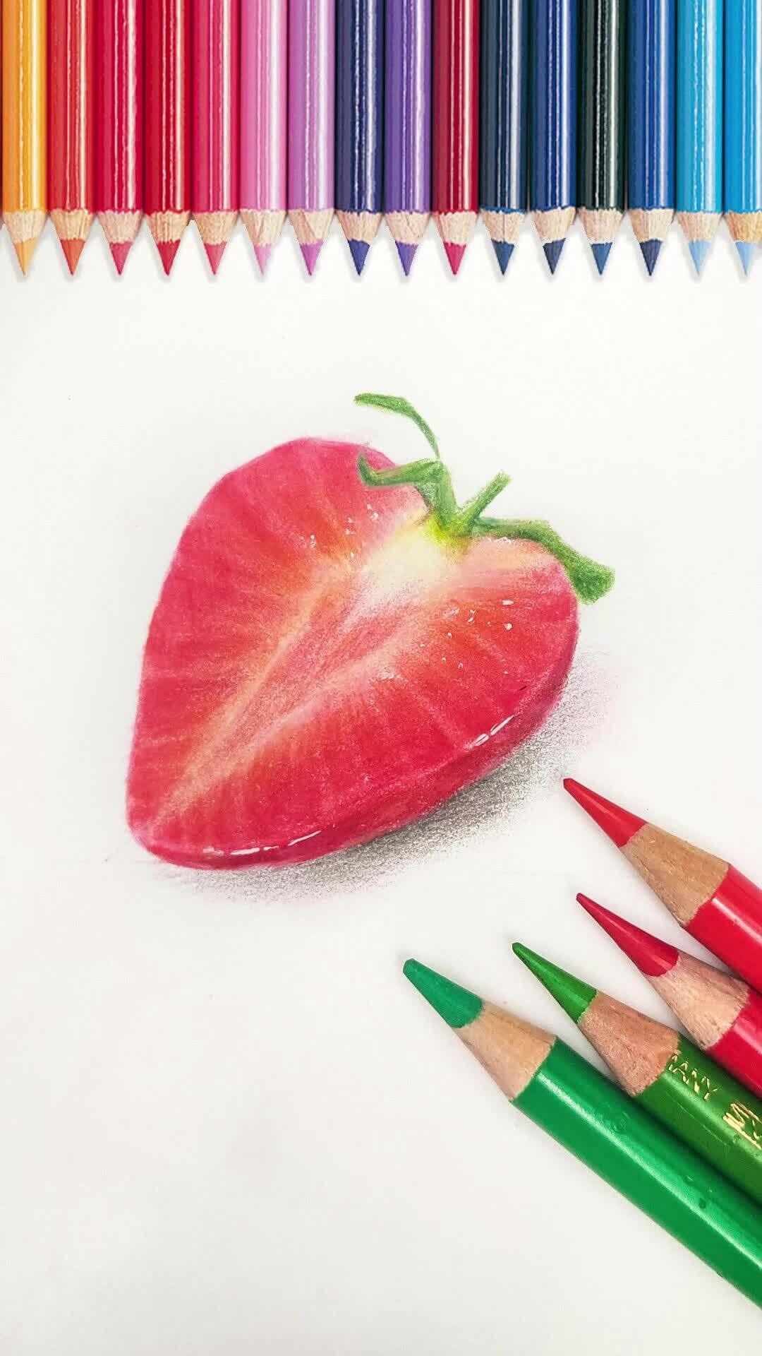 彩铅教程 · 草莓的画法