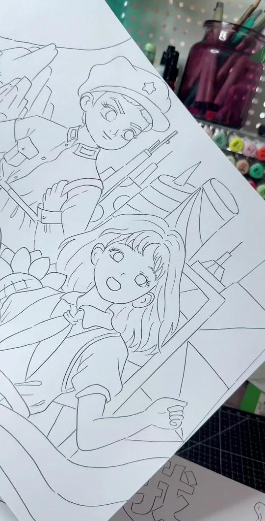 红色主题儿童画