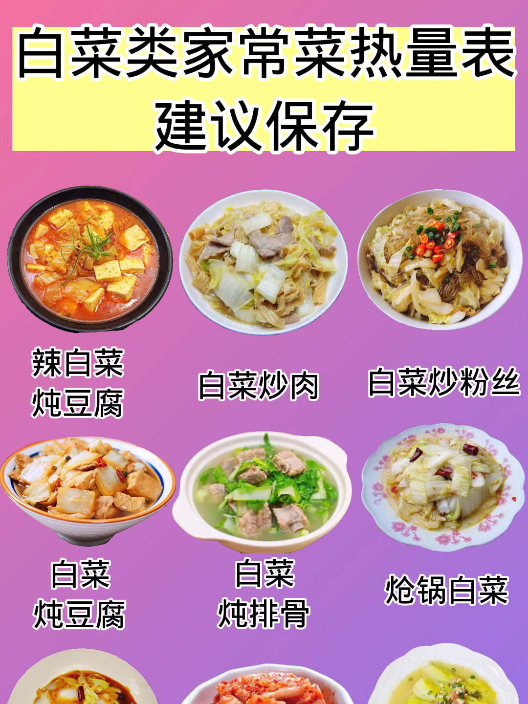 白菜类家常菜热量表