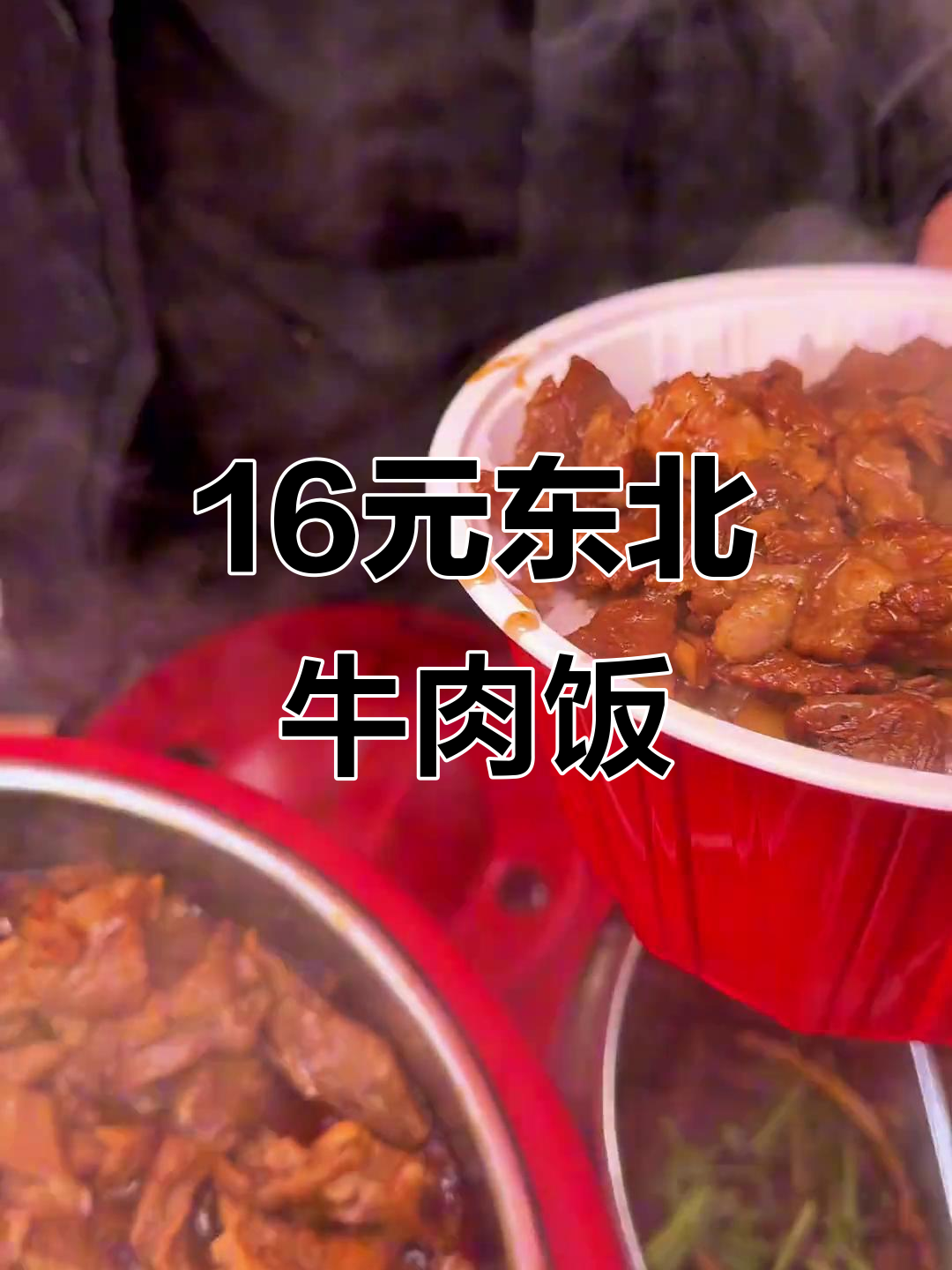 东北街头牛肉饭,16元满满一盆,土豆泥、葱饼全都有