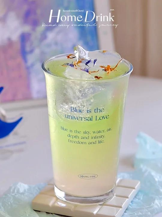 太好喝了自制鸡尾酒绿洲海浪