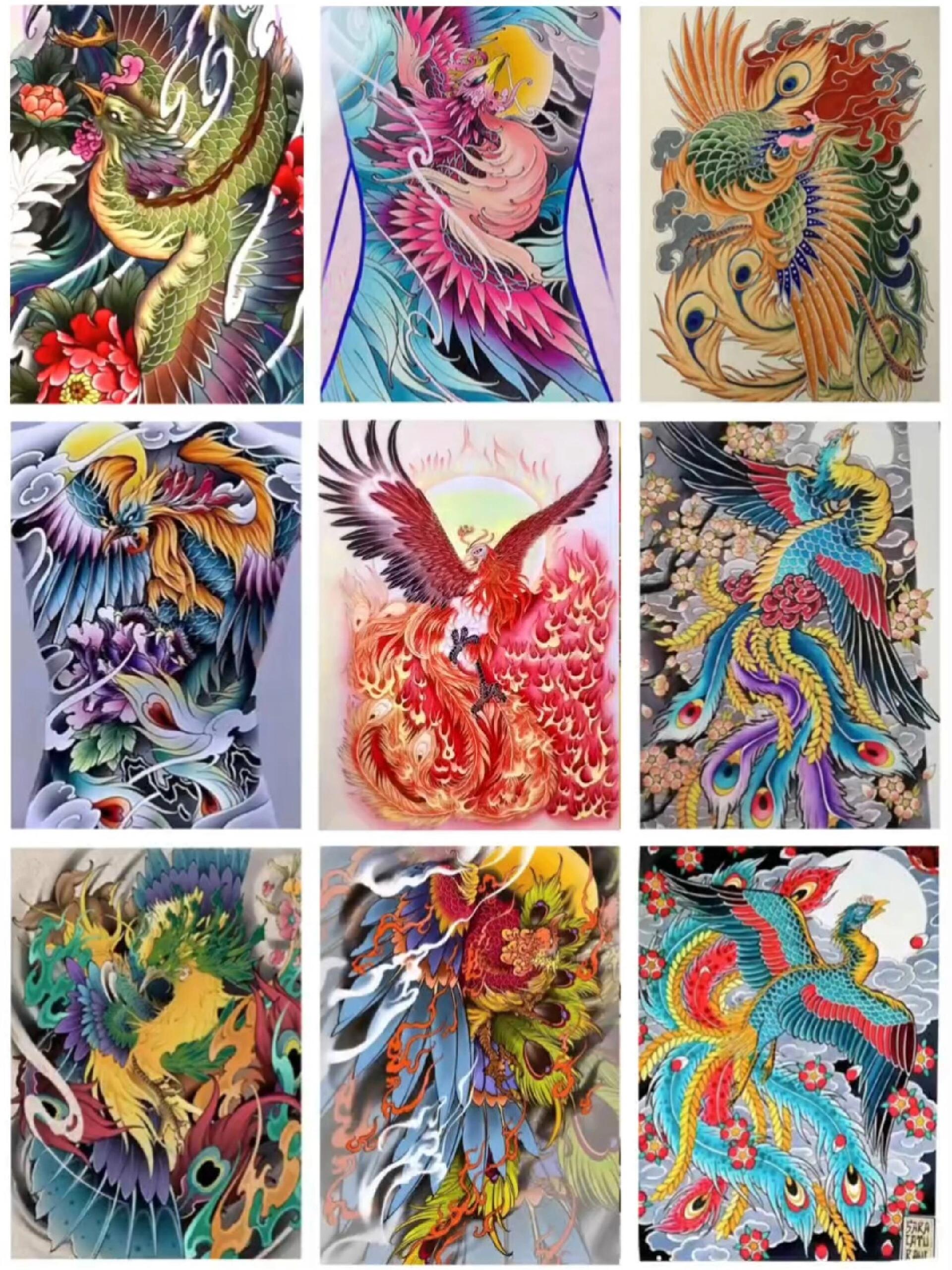 凤凰纹身手稿图案素材参考收藏