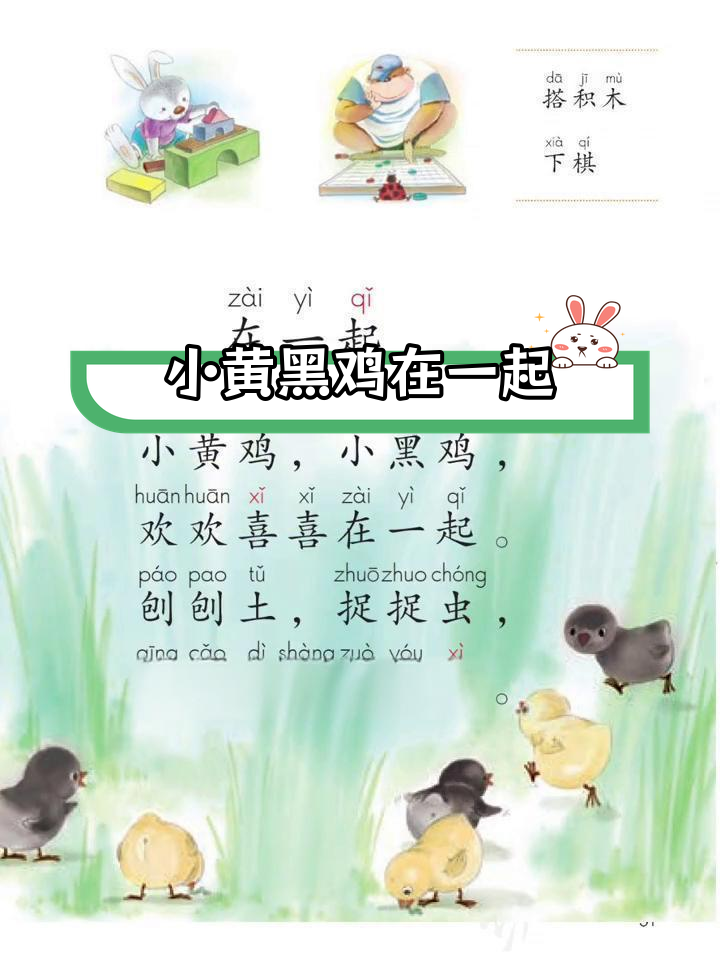 一年级拼音儿歌:小黄鸡与小黑鸡的快乐时光