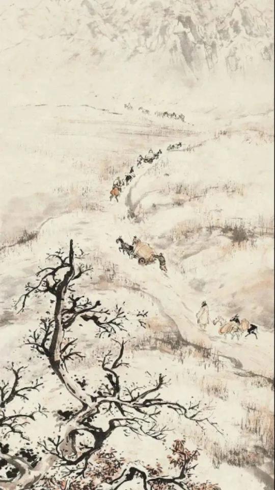 「黎雄才 山水画雪景里的人和动物」黎雄才(1910-2001)山水画大家、美术教育家,岭南