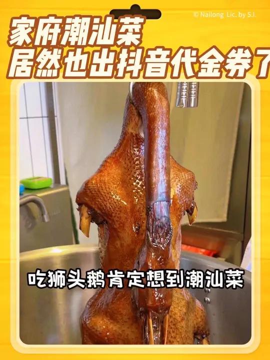 正宗的潮汕狮头鹅在家府可是招牌菜，现在抖音有代金券活动，特别划算，活动刚上线，刷到的赶紧先