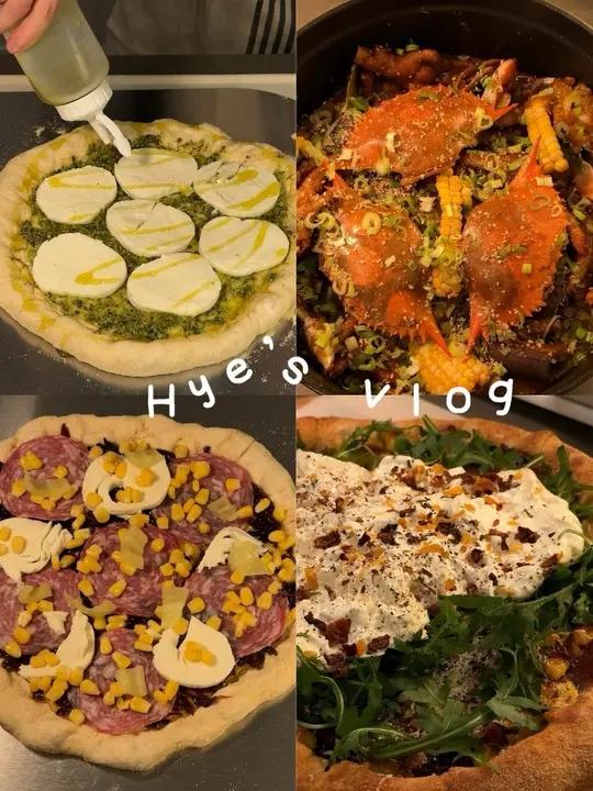 今天来粗～一次解锁三种口味披萨 榴莲披萨 && 青酱芝麻菜意大利风干火腿 && 油鸡枞菌萨