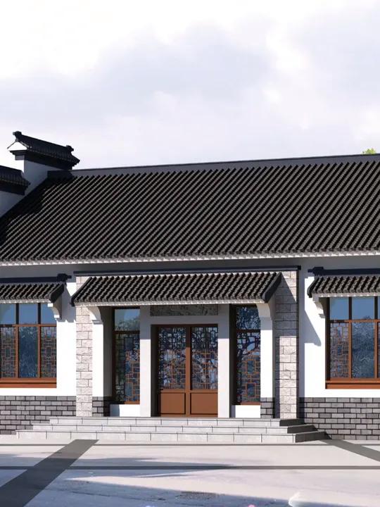 国人理想住宅,中式一层别墅 13米x9米,漂亮大方造价低,徽派设计养老房!别墅图纸 宅基地