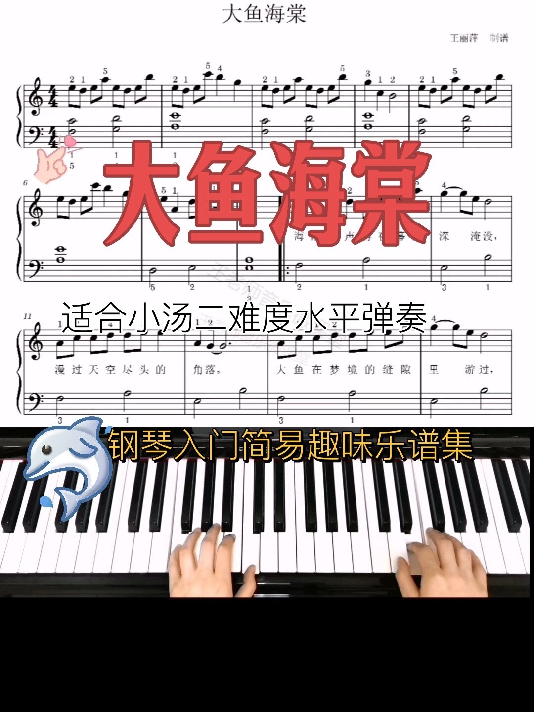 大鱼海棠简易趣味钢琴谱,适合初学钢琴的你