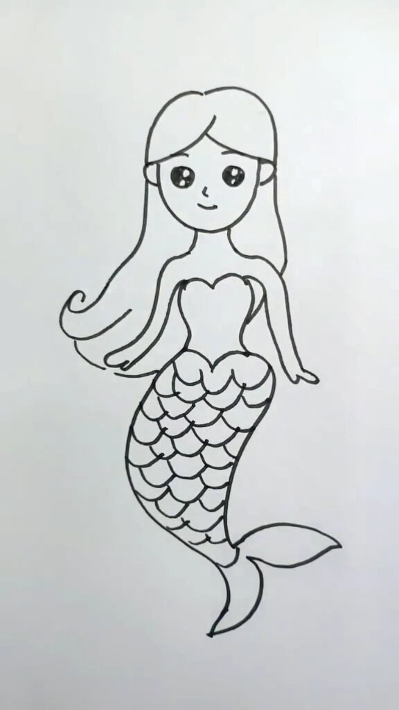 幼儿园简笔画~美人鱼 `