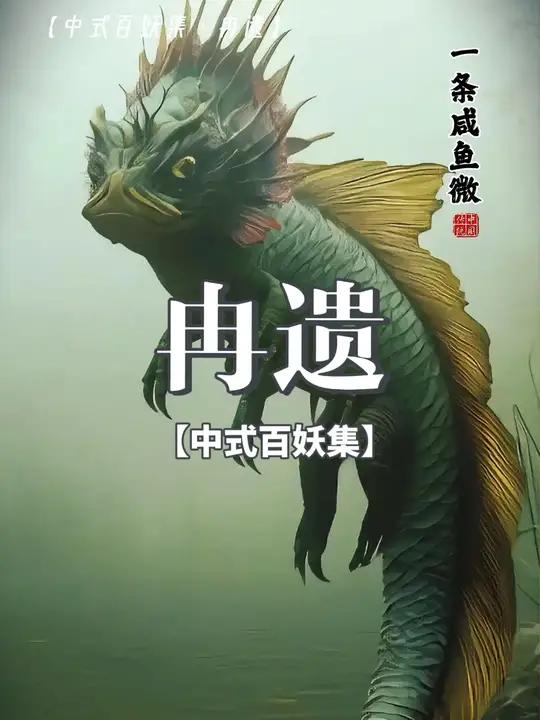 「中式百妖集·冉遗鱼」英鞮山,涴水从这座山发源,然后向北流入陵羊泽。水里有很多冉遗鱼,这种