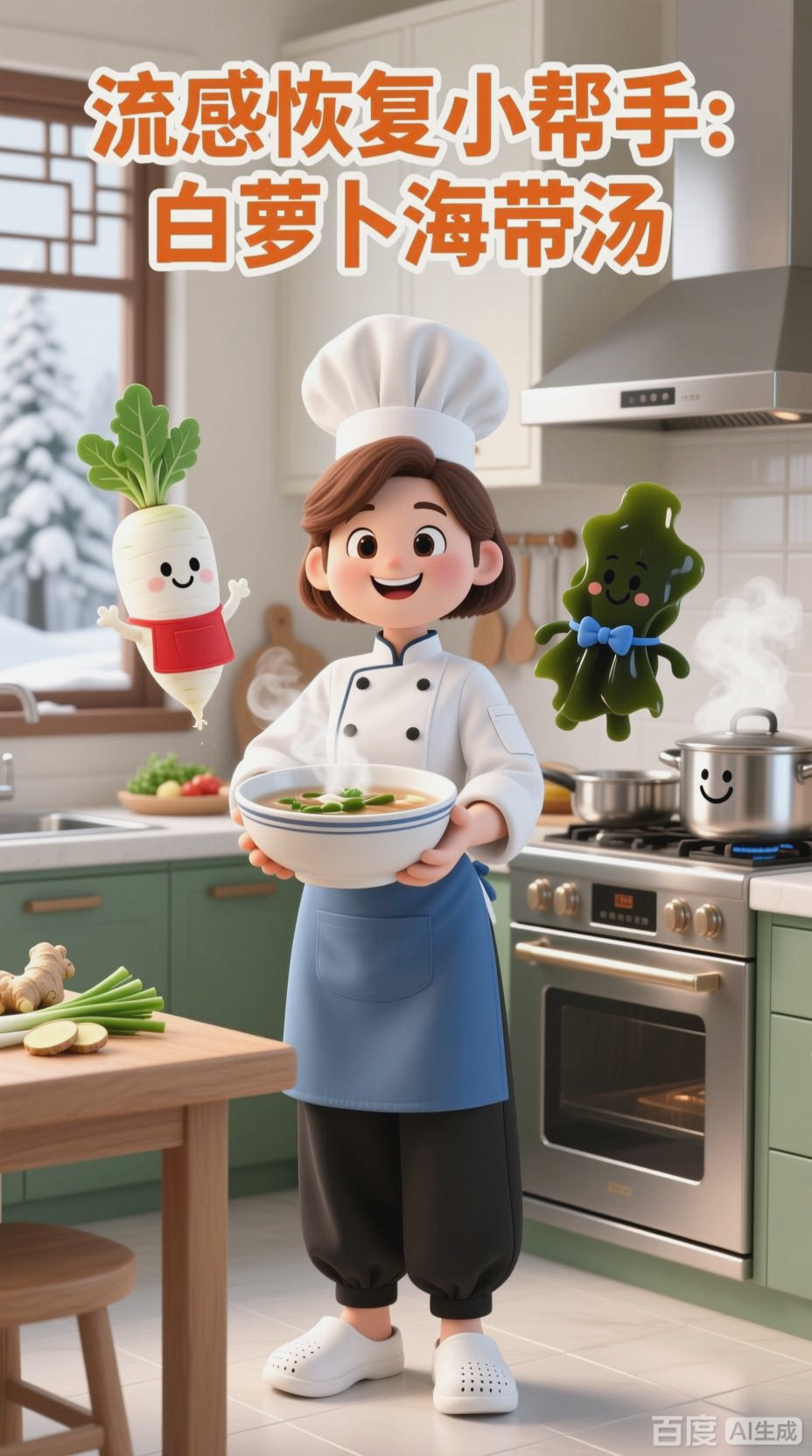 白萝卜海带汤，流感食疗养生