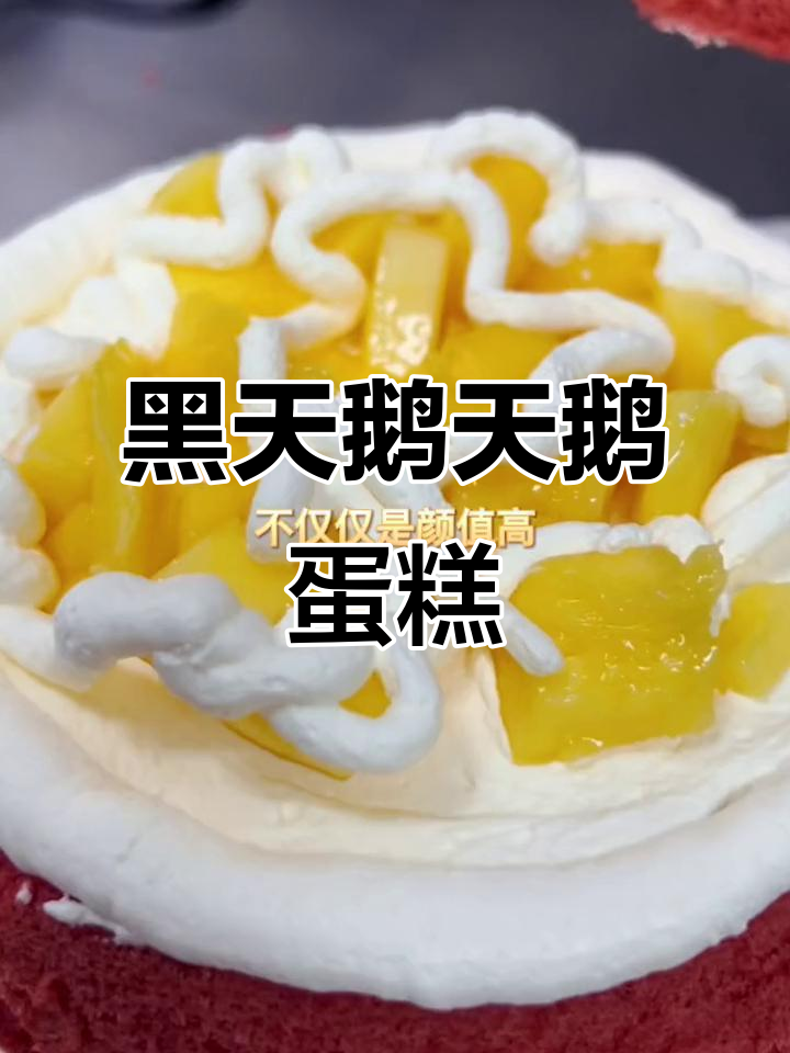 这款天鹅蛋糕太美了,红丝绒搭配新鲜水果,黑天鹅象征一心一意