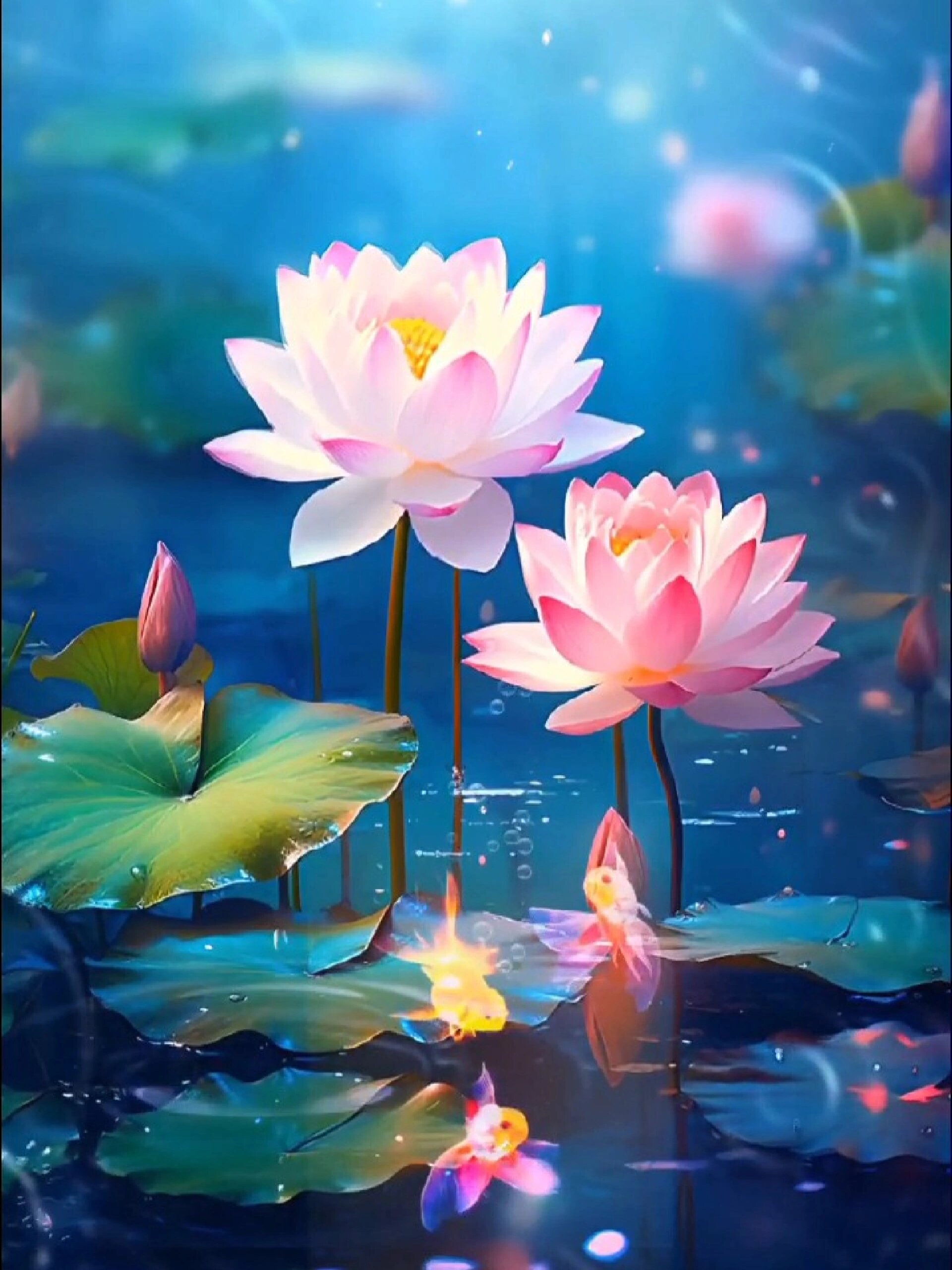 动态壁纸 鱼戏莲叶间