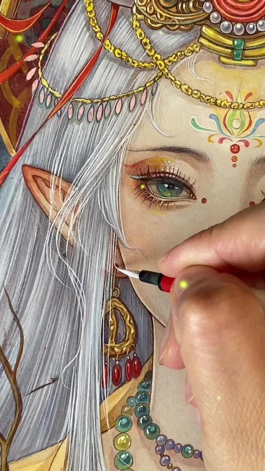 九色鹿的故事——古风水彩人物插画