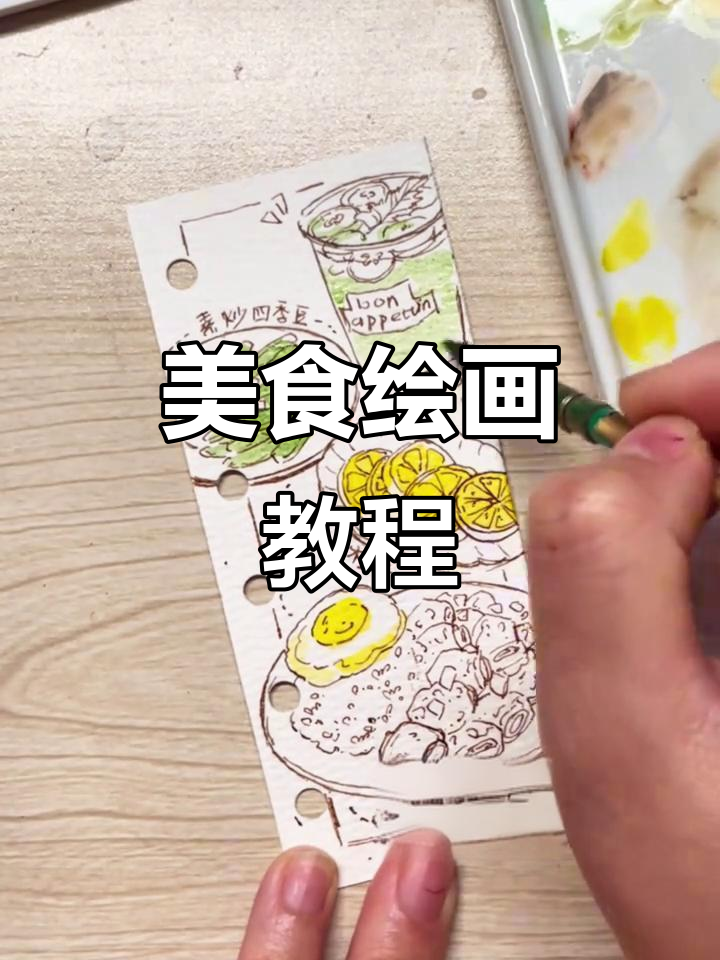 用钢笔淡彩记录美食,排骨饭绘画教程分享