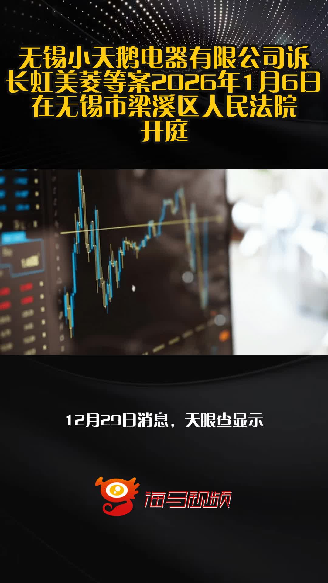 无锡小天鹅电器有限公司诉长虹美菱等案2026年1月6日在无锡市梁溪区人民法院开庭